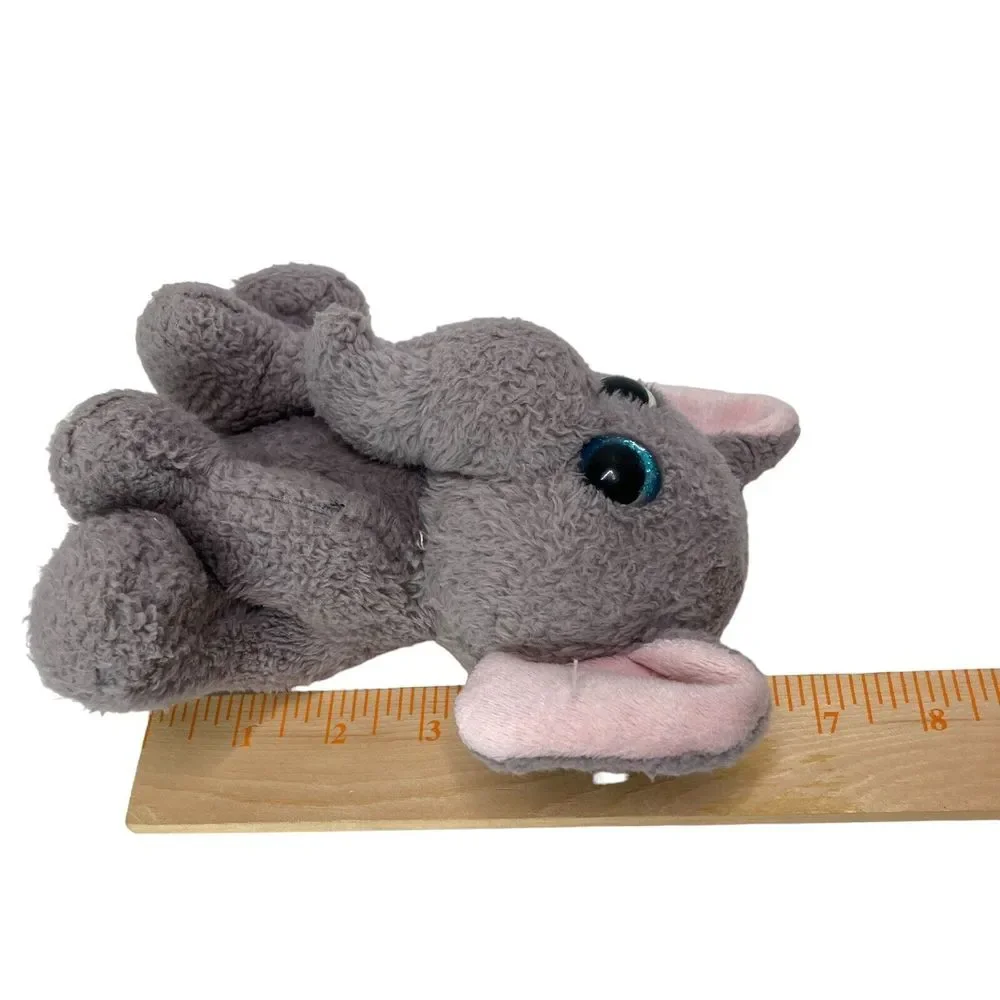 Lot of 2 KellyToy Gray Plush Elephants Baby Stuffed Animal White Pink Ear Cuddle